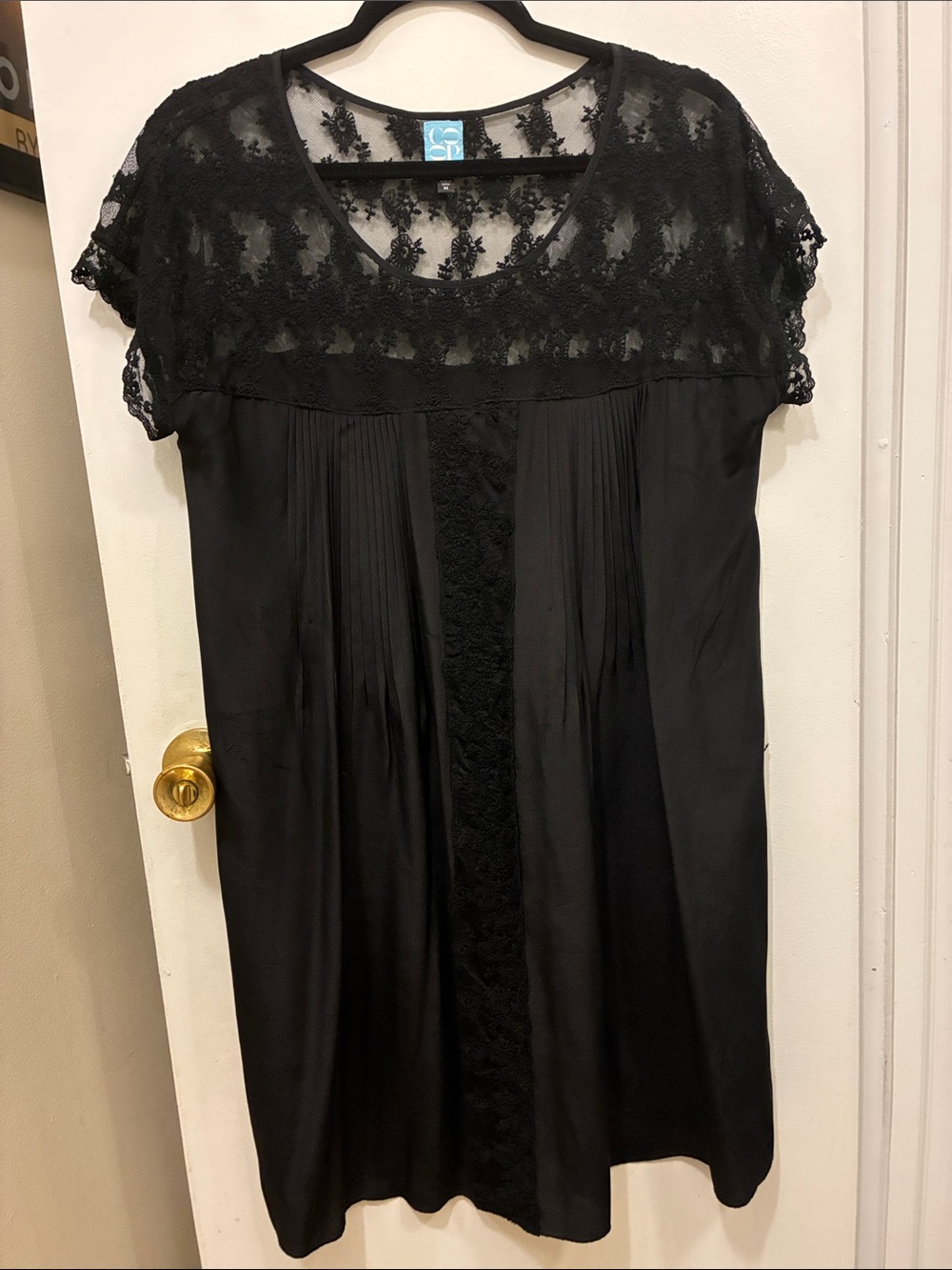 Y2K Barney’s NY Co-Op Black Lace Yoke Women’s Dress Goth Whimsigoth 100% Silk